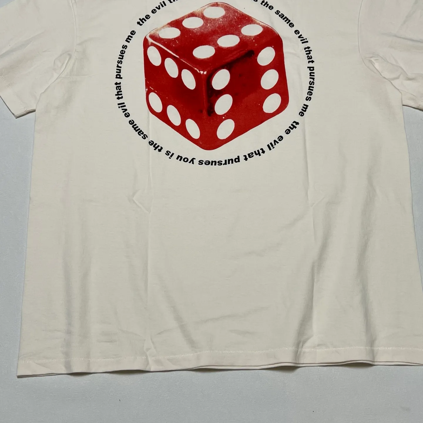 SAINT Mxxxxxx CIRCLE TEE/WHT SAINT dice printed washed short sleeves off-white S-XL cylindrical side seam fabric high weight cylindrical woven tee original development highly restored printing VINTAGE black label/wash label code correct/tag code correct Invincible details Top purchasing level